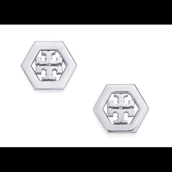 Tory Burch Jewelry - 🆕TORY BURCH HEX LOGO Stud earrings silver